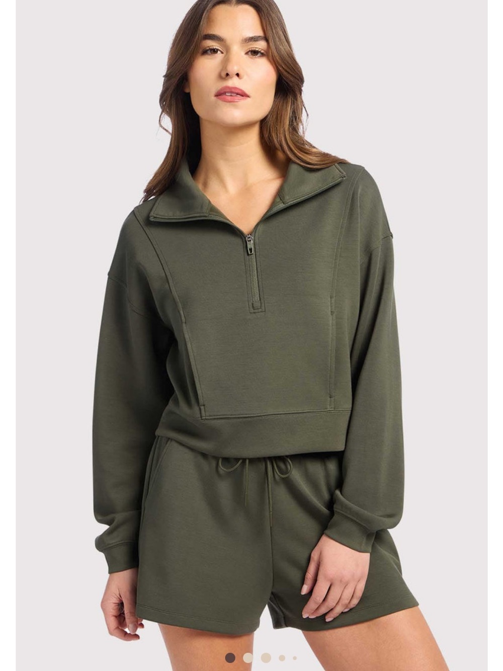 nuuds Soft Motion Quarter-Zip in Darkest Olive